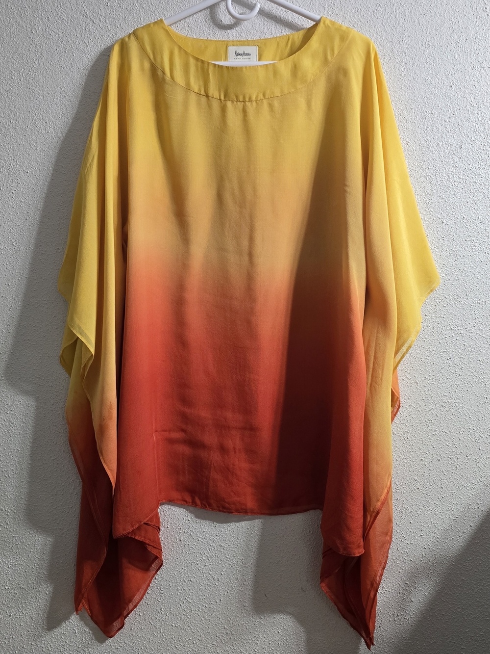 Neiman Marcus Exclusive | 100% Silk Yellow To Orange Gradient Poncho-Style